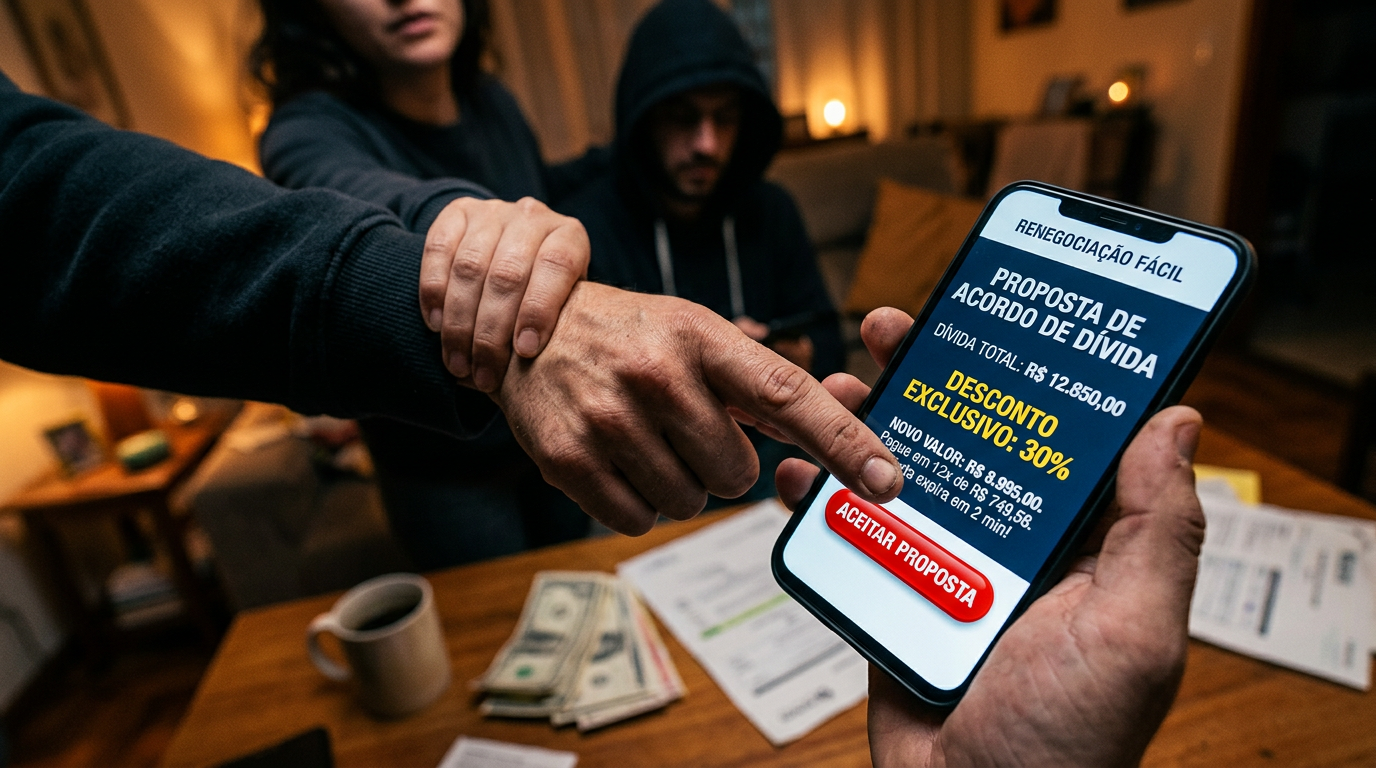 pessoa prestes a aceitar proposta de renegociação no celular, erro comum no desconto de 90 por cento desenrola 2026 cartao credito